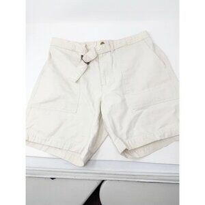 Quaker Marine Supply Womens Belted Utility Shorts Cotton Off White Medium